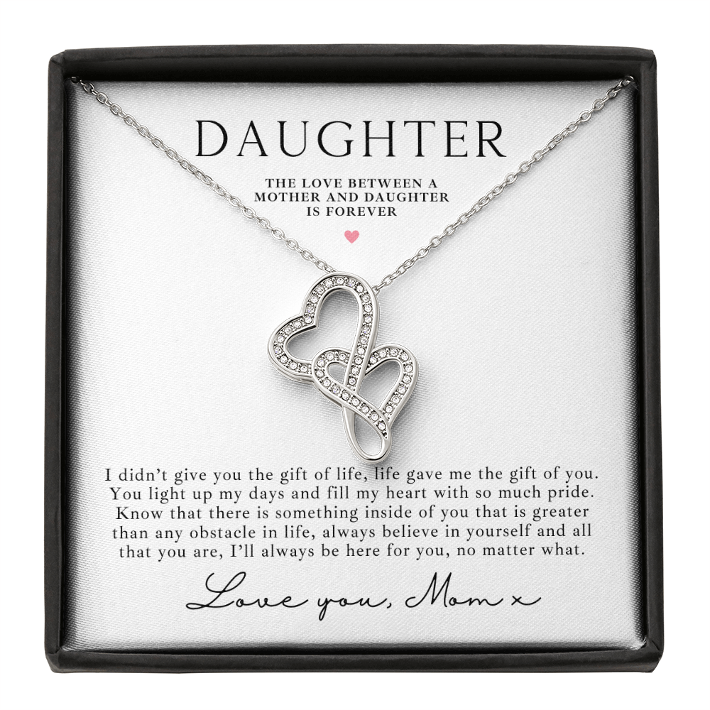 Silver necklace with a message card for daughters from mom, a meaningful keepsake gift for your daughter.