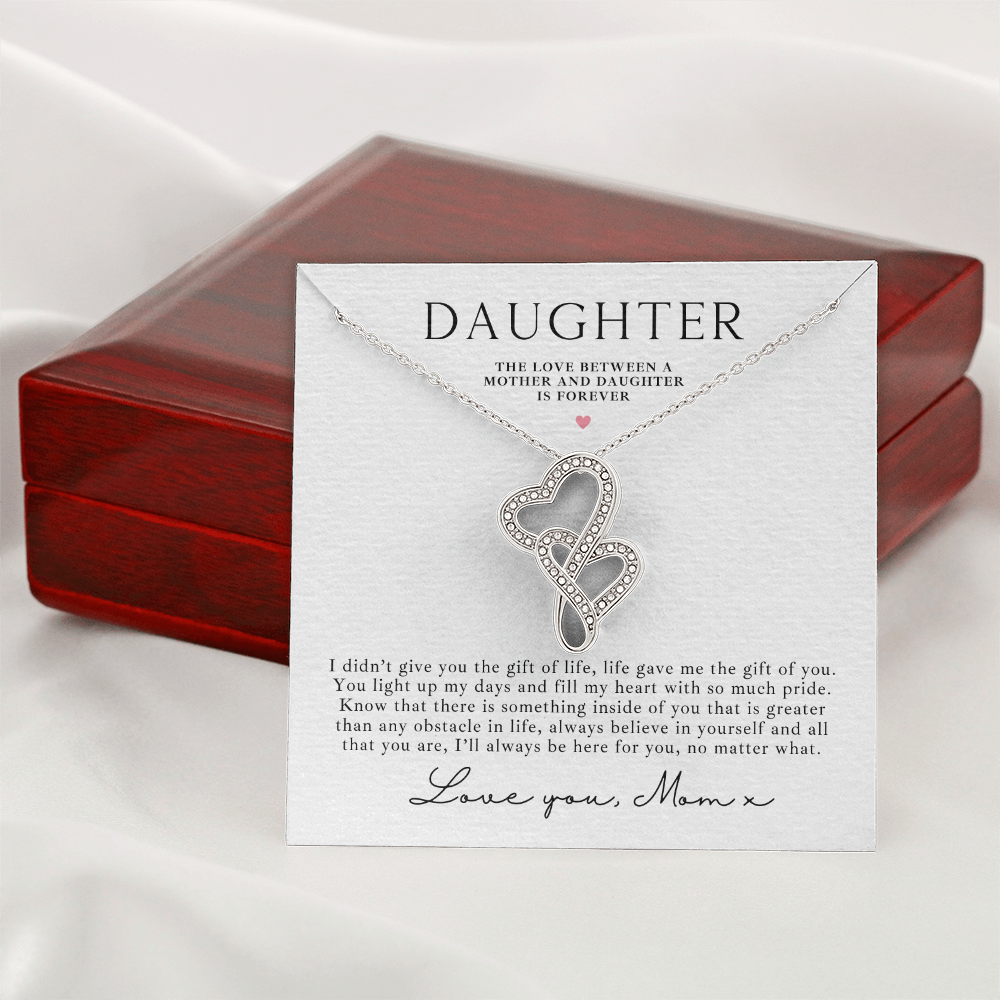 Silver necklace with a message card for daughters from mom, a meaningful keepsake gift for your daughter.