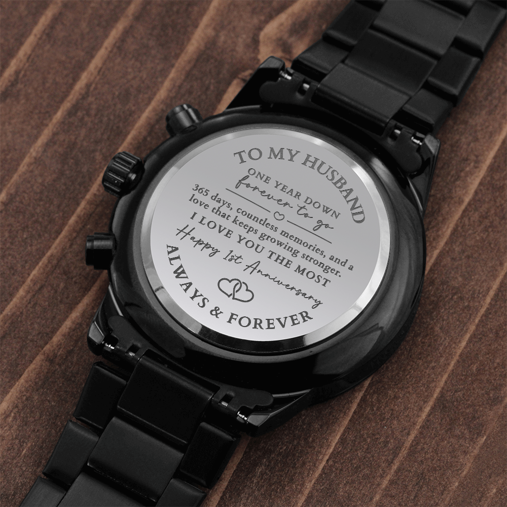 Engraved Watch Gift - To My Husband - 1st Anniversary