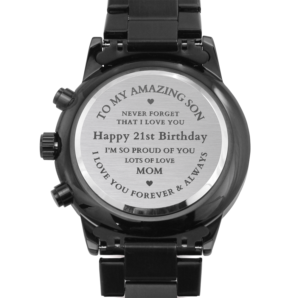 Engraved Watch - 21st Birthday Gift To Son From Mom