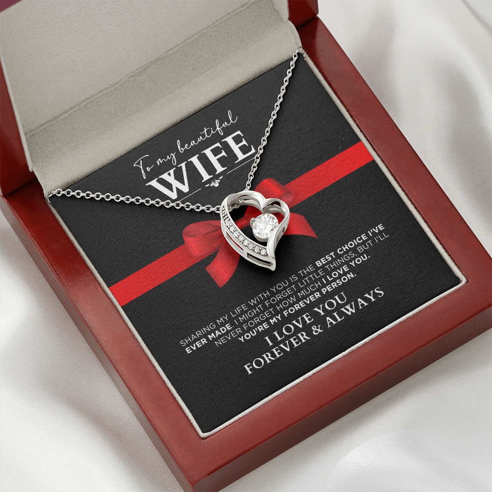 To My Beautiful Wife - Forever Person - Heart Necklace