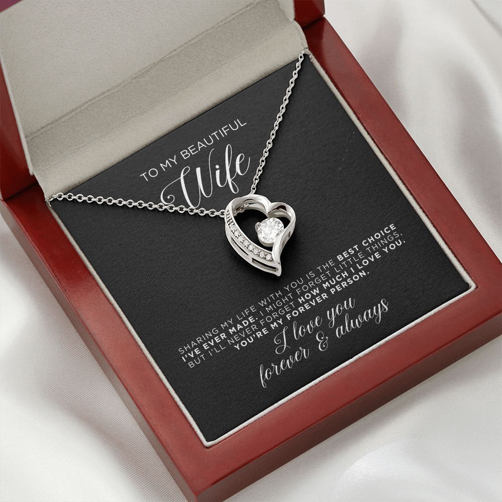 To My Beautiful Wife - Heart Necklace - Forever