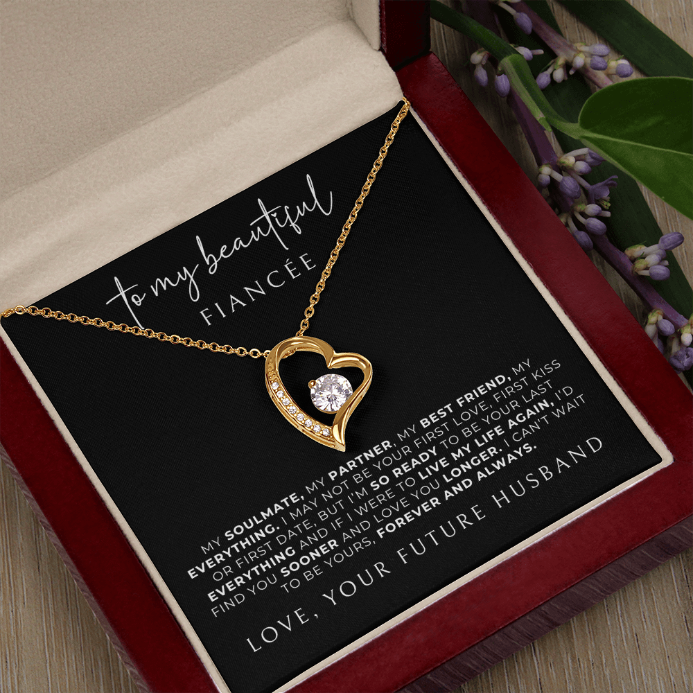 gold necklace gift for fiancee, beautiful anniversary or engagement gift.