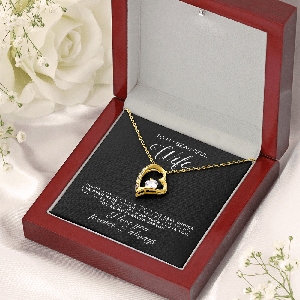 To My Beautiful Wife - Heart Necklace - Forever