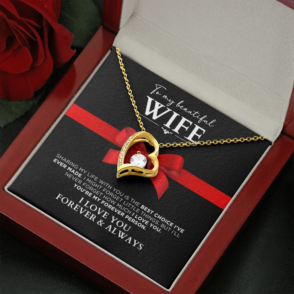 To My Beautiful Wife - Forever Person - Heart Necklace