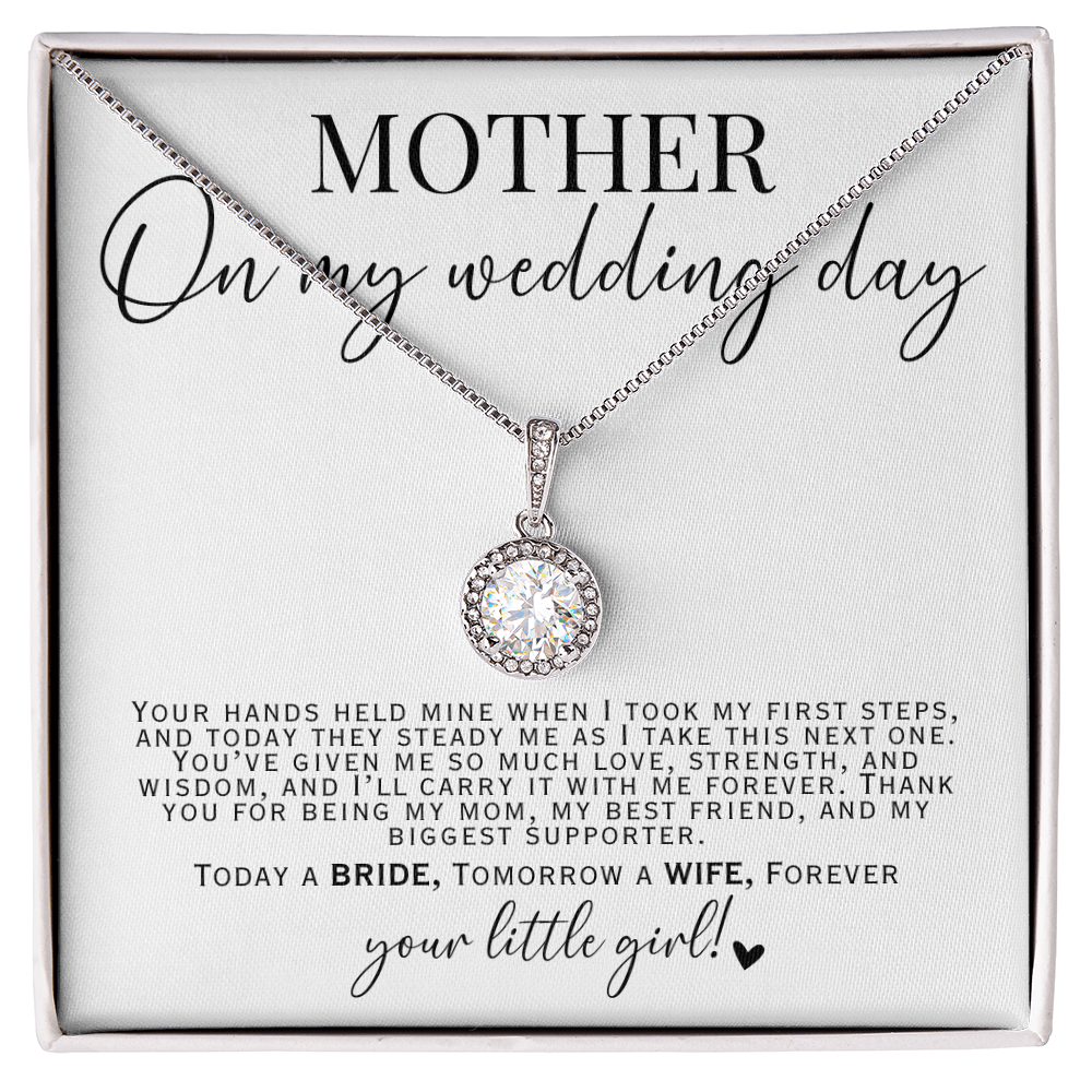 beautiful white gold necklace gift to my mother on my wedding day, a thoughtful gift for your mom to show your appreciation.