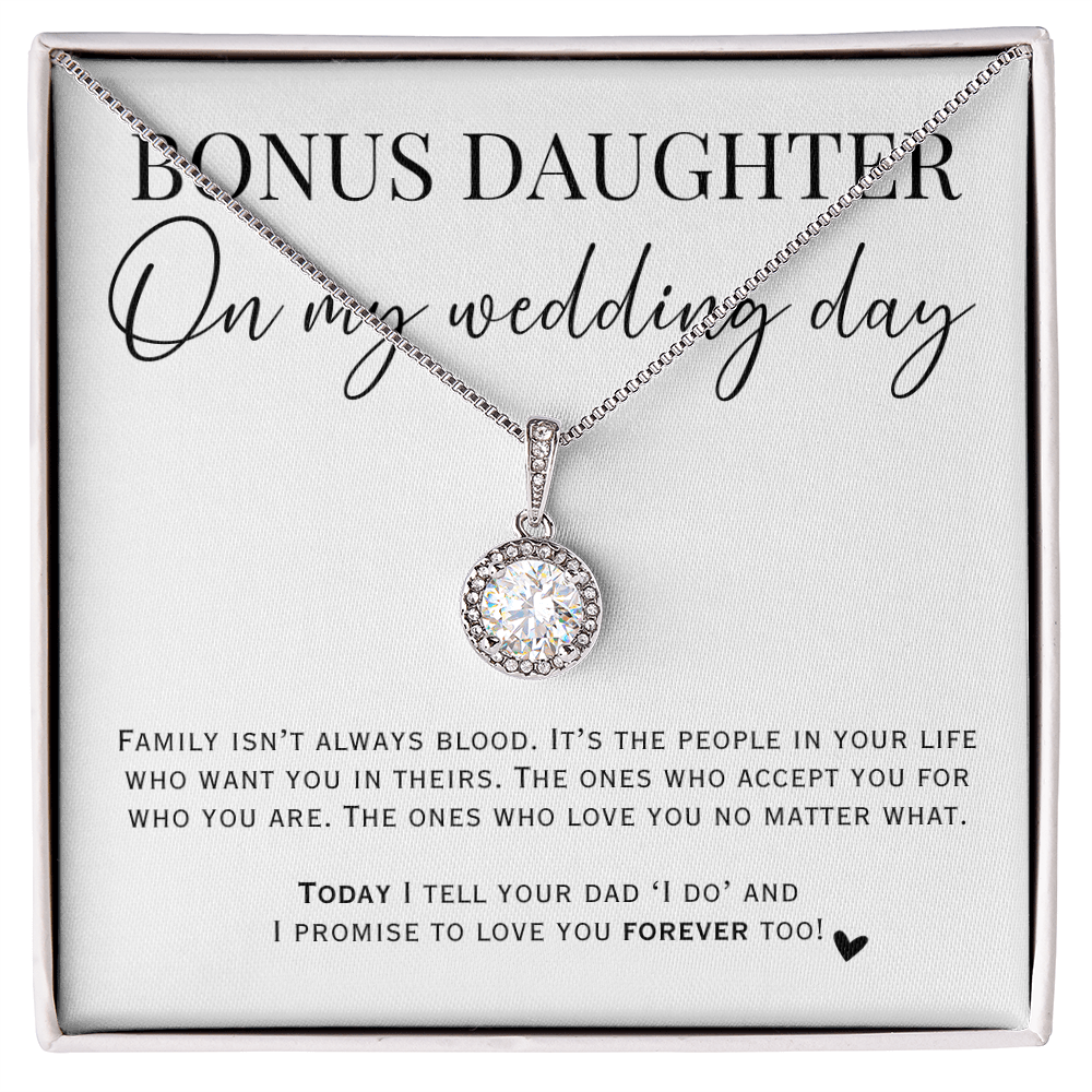 bonus daughter necklace gift for your wedding day, perfect for making her feel loved.