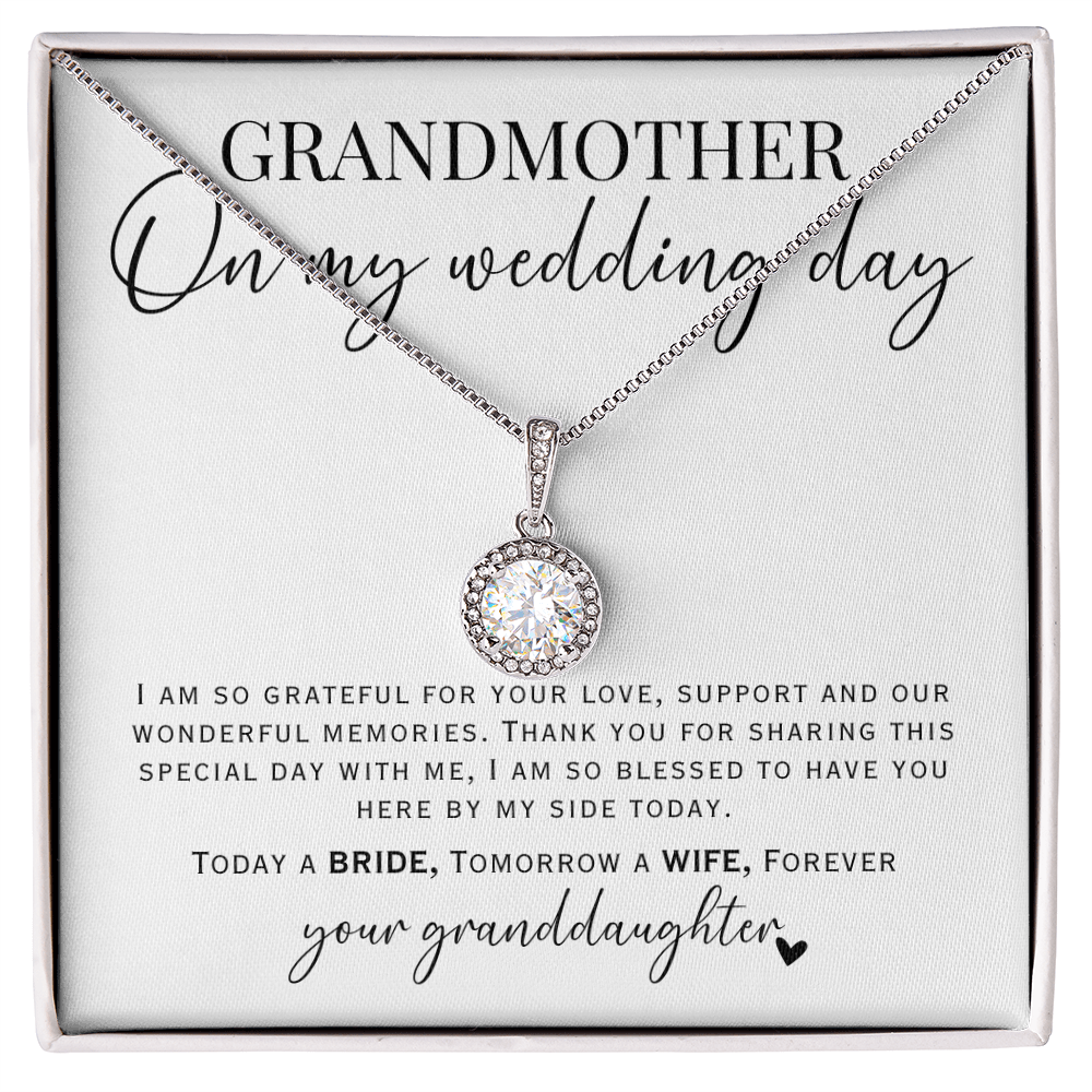 Necklace keepsake gift with message card for your grandmother on your wedding day, perfect to show your gratitude to your gran.