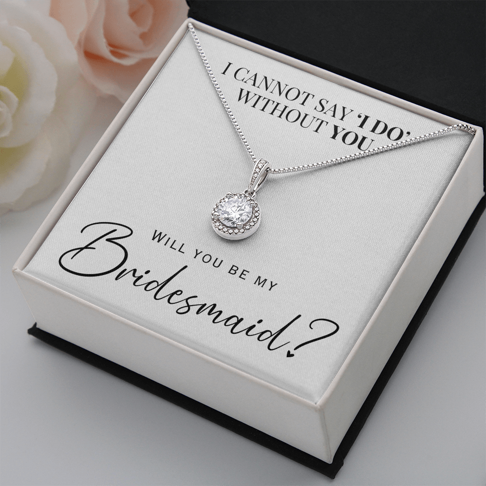 The cutest gift for your bridal party, a white gold necklace bridesmaid proposal gift for your wedding.