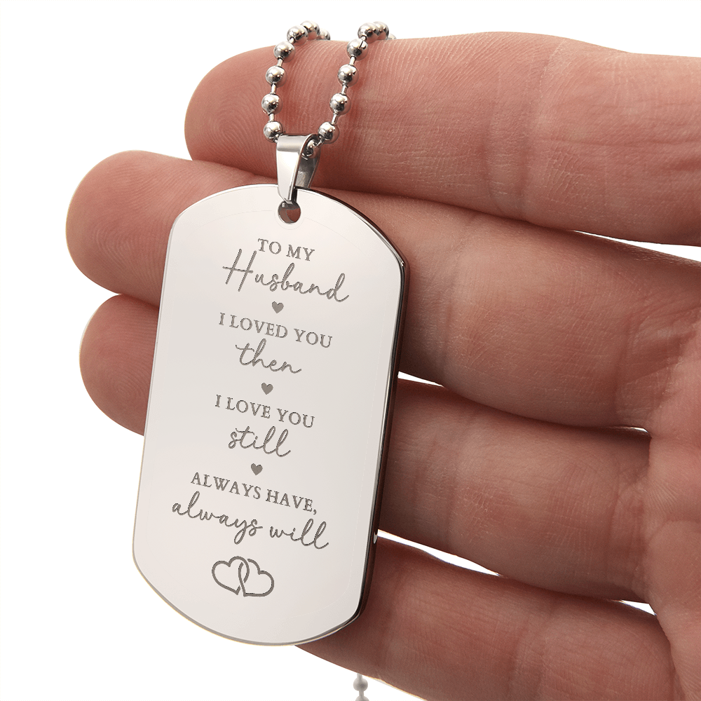 Engraved Dog Tag Necklace - Gift For Husband