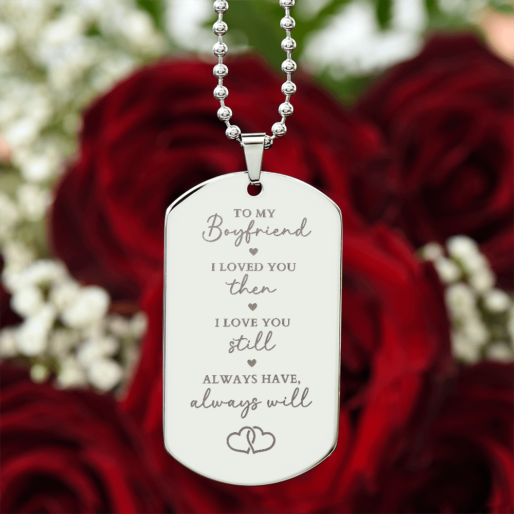 Engraved Dog Tag Necklace - Gift For Boyfriend