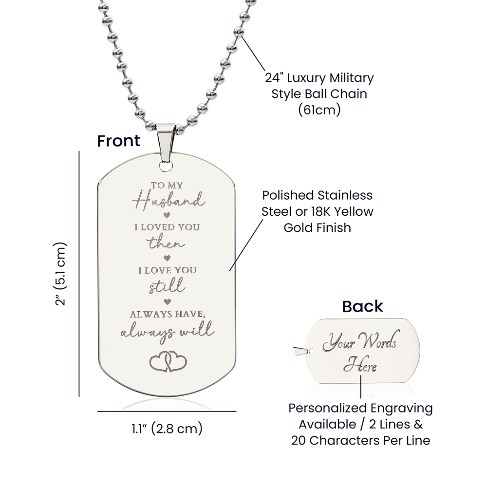 Engraved Dog Tag Necklace - Gift For Husband