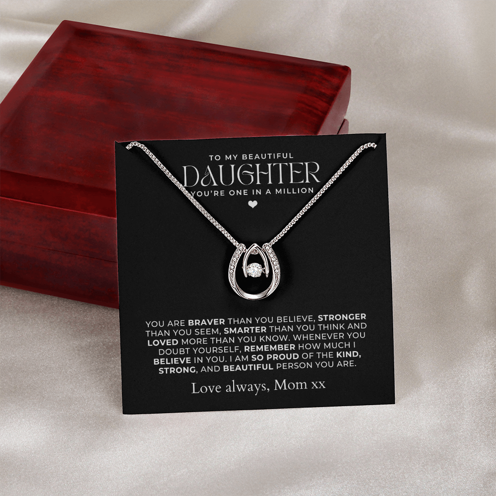 White Gold Necklace + Message For Daughters - Luck