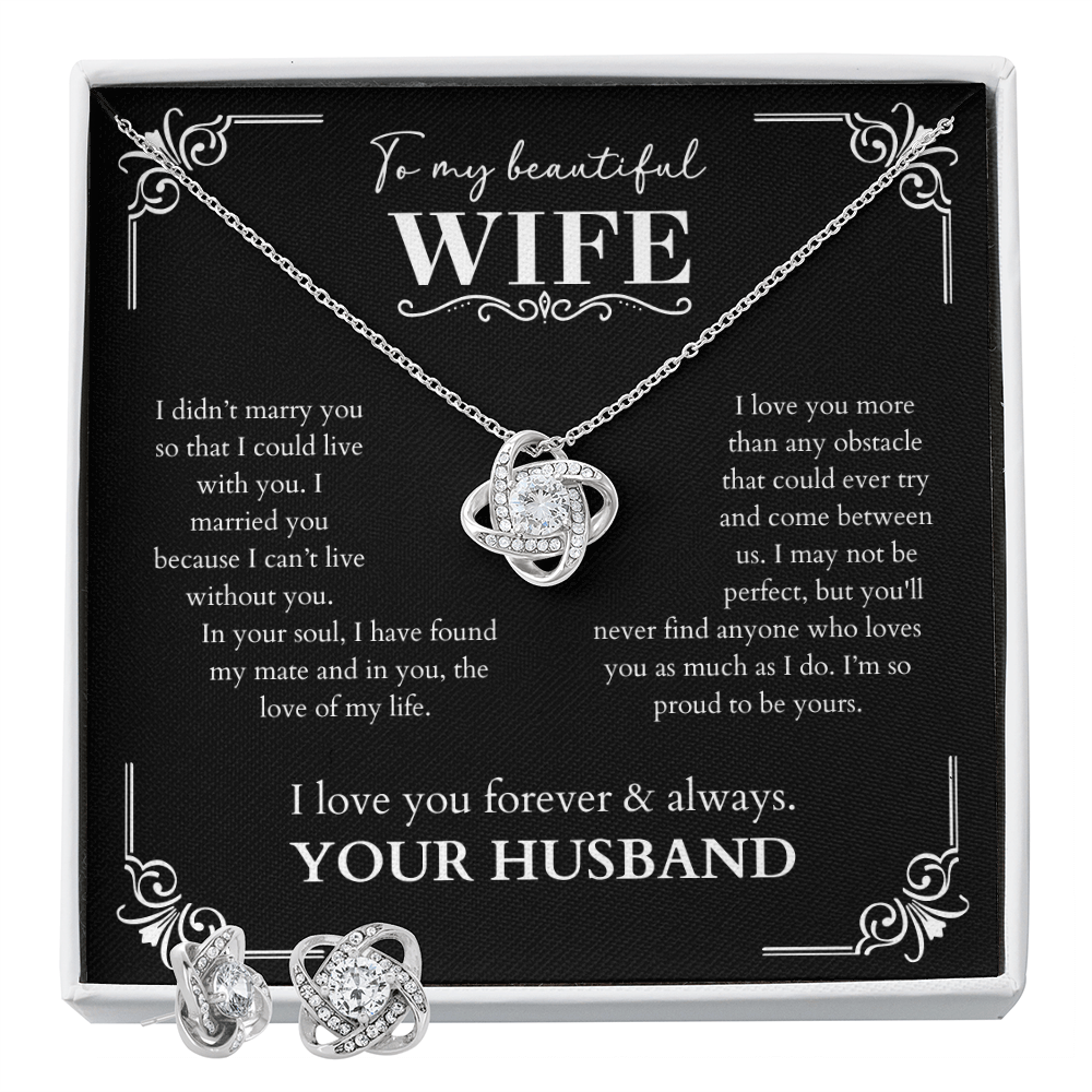 To My Beautiful Wife Necklace Gift - Love Knot