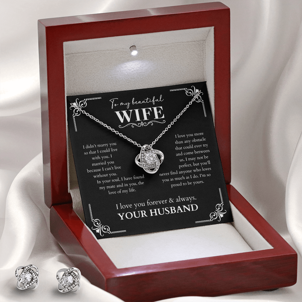 To My Beautiful Wife Necklace Gift - Love Knot