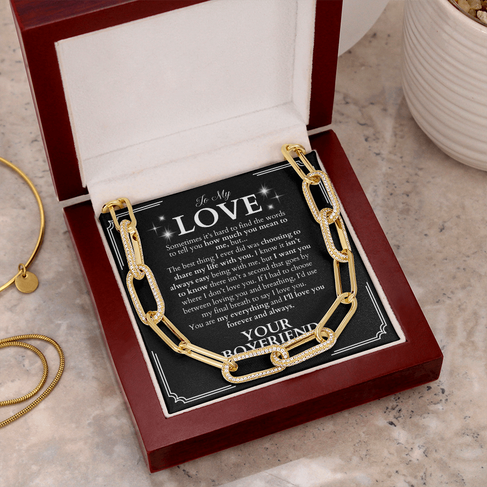 To My Love - Gold Paperclip Necklace - Valentine's Gift