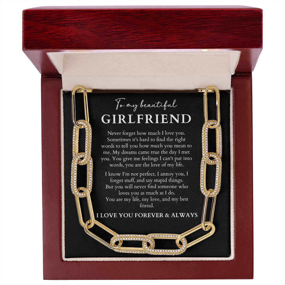 Gold Paperclip Chain Necklace Gift - To My Girlfriend