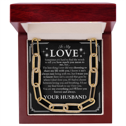 To My Love - Gold Paperclip Necklace + Message Card