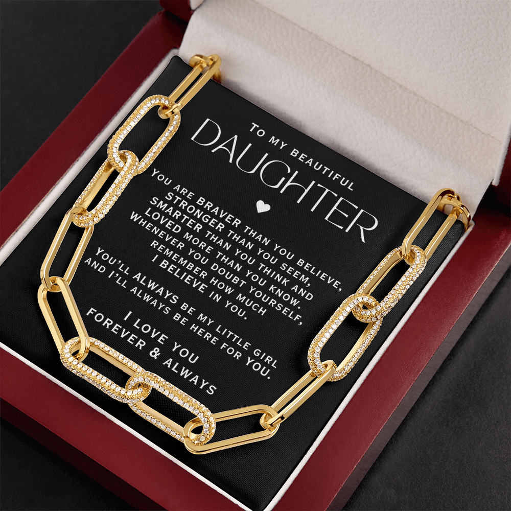 To My Beautiful Daughter - Gold Paperclip Necklace