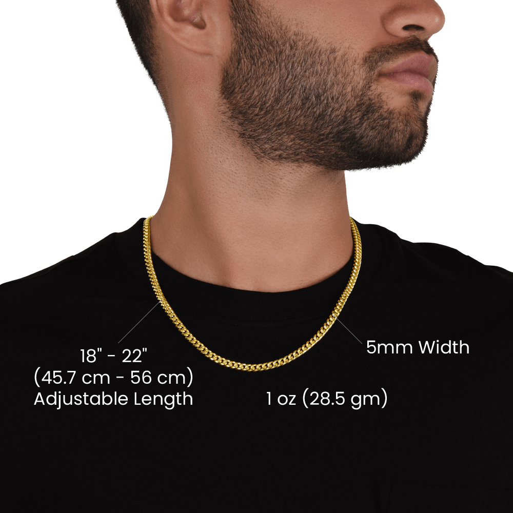 1 oz gold chain necklace for men, intended as a gift for son.