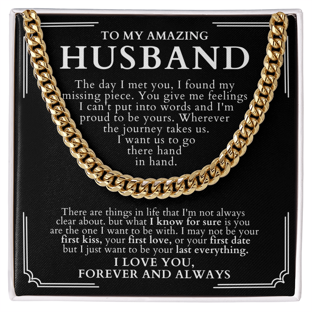 Husband Cuban Chain Necklace + Message