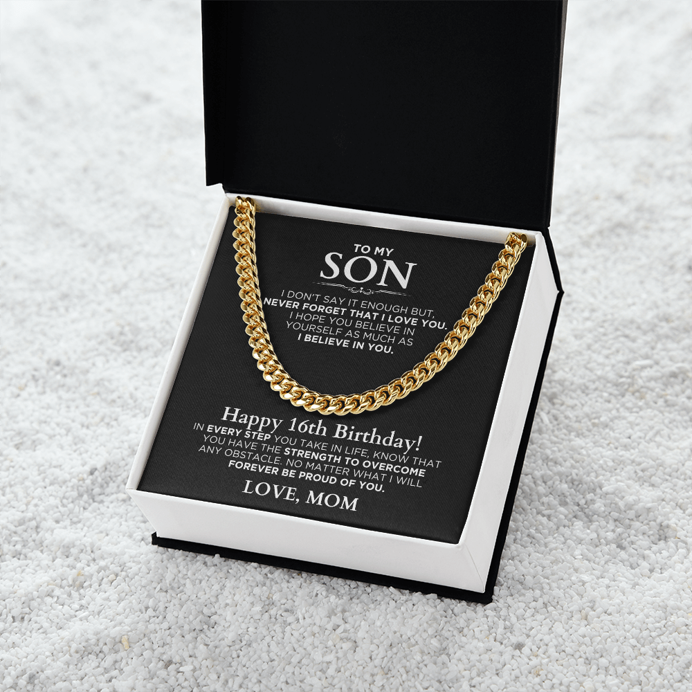 Cuban Link Chain Necklace - 16th Birthday Gift To My Son