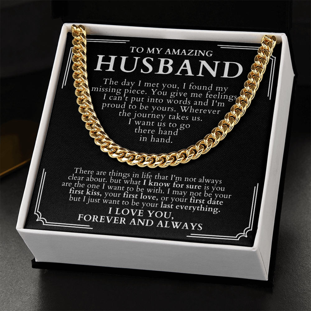 Husband Cuban Chain Necklace + Message