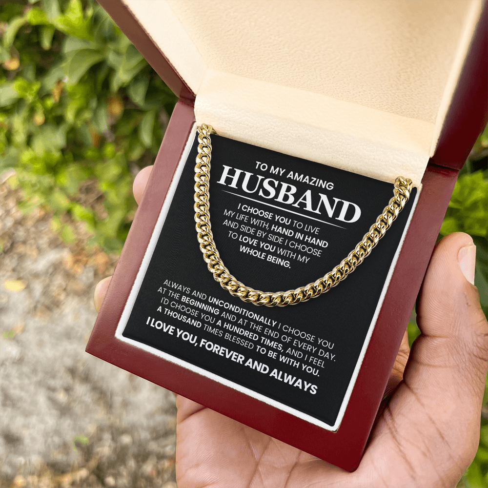 Cuban Chain Necklace + Message - To My Husband