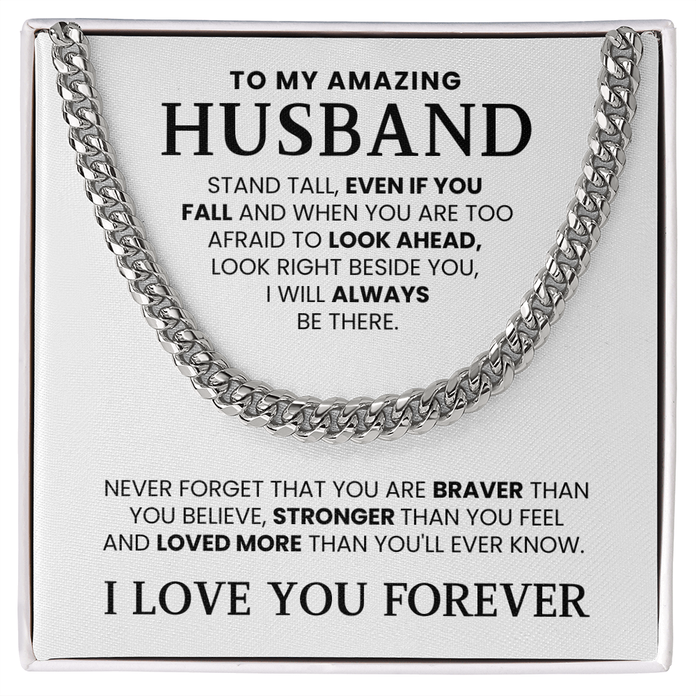 Silver cuban chain necklace for him - to my husband gift, 