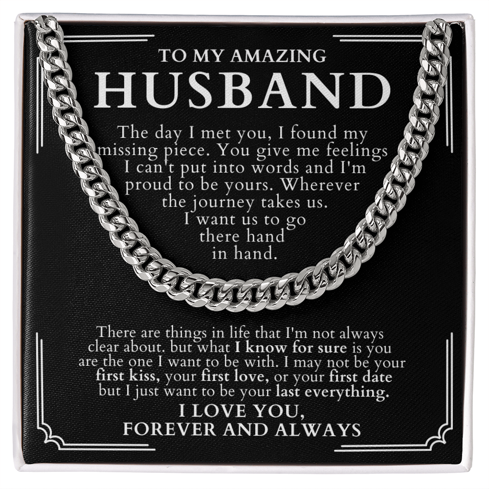 stainless steel necklace gift for him, to my husband message card jewelry present