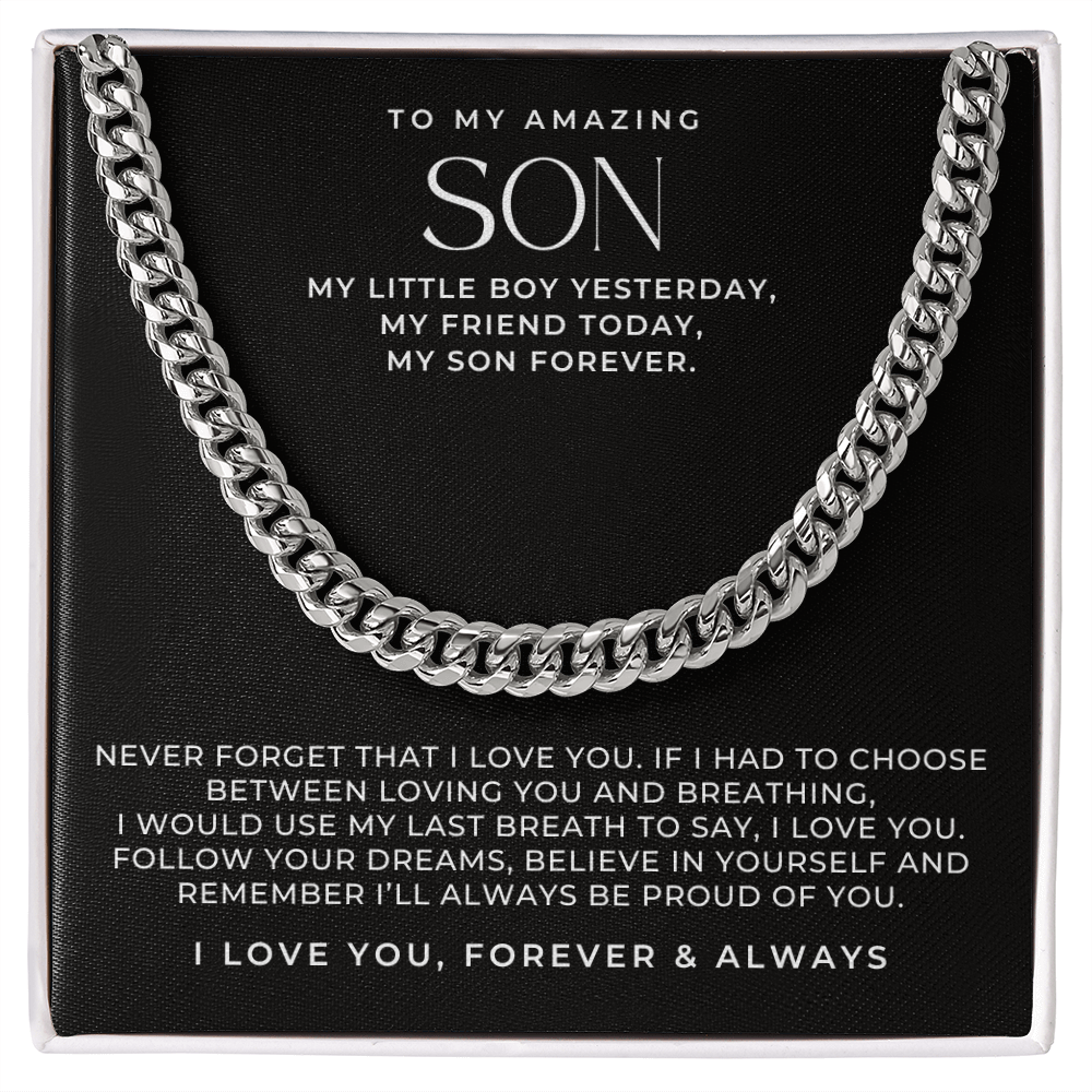 Meaningful gift for son, chain necklace and message card