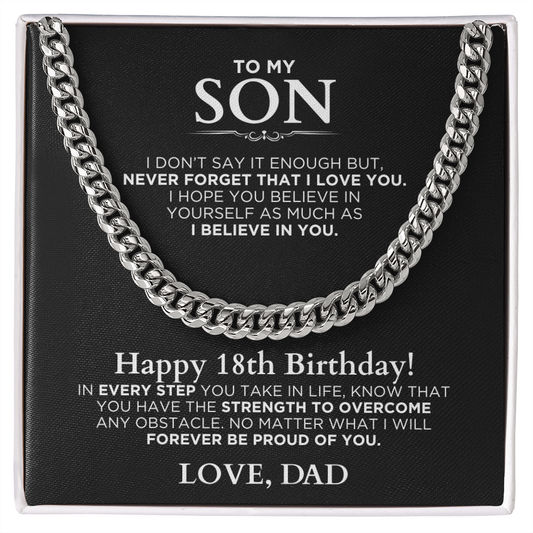 Cuban Link Chain - 18th Birthday Gift To My Son