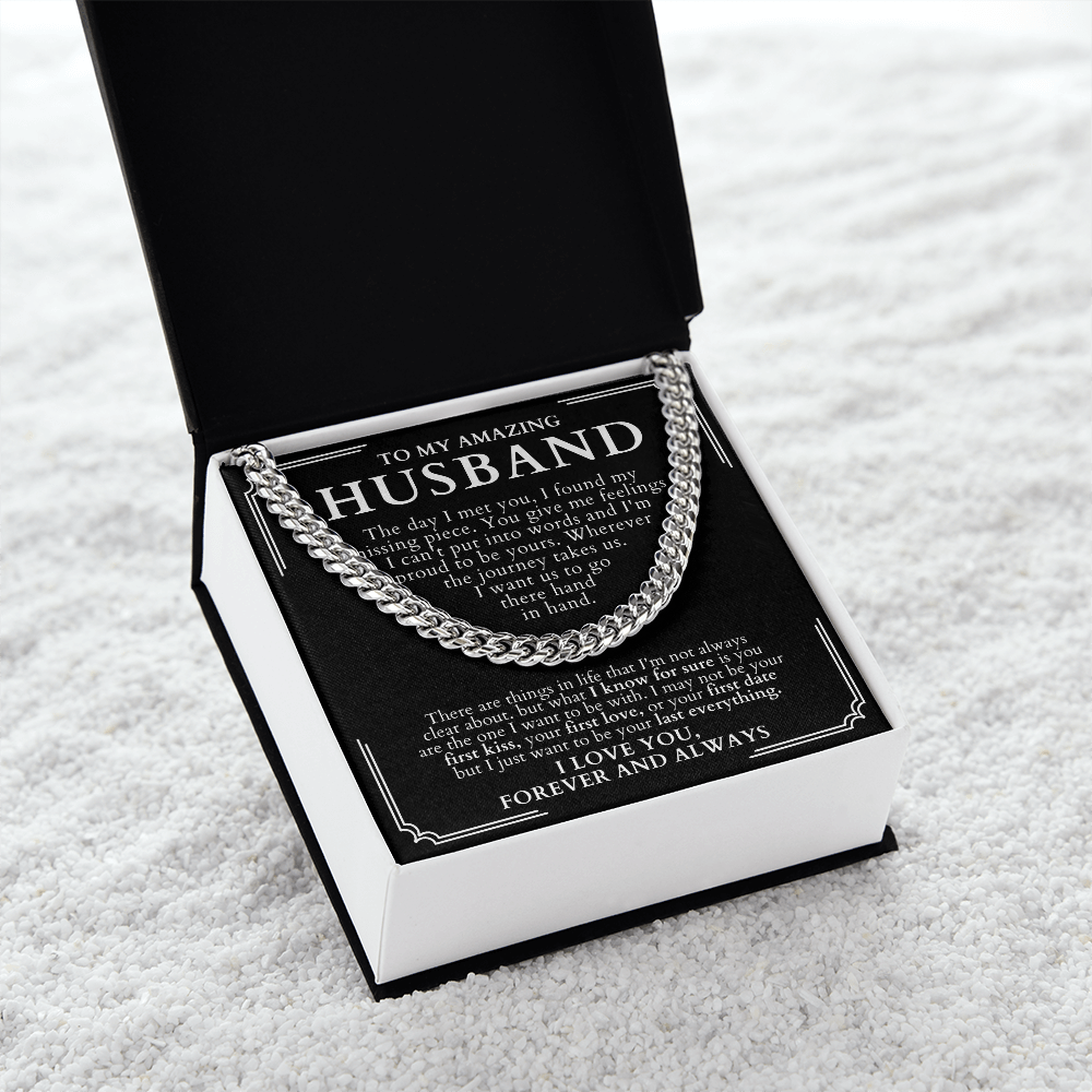 Husband Cuban Chain Necklace + Message