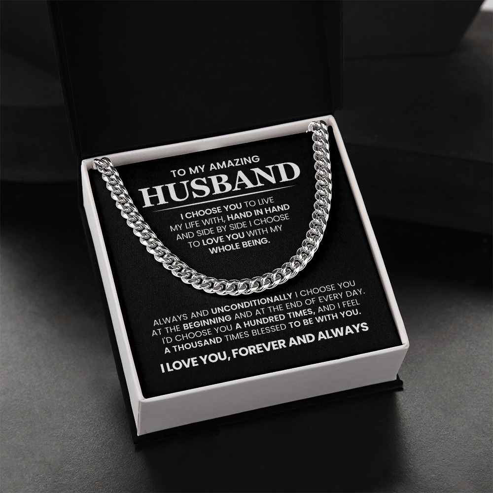 Cuban Chain Necklace + Message - To My Husband