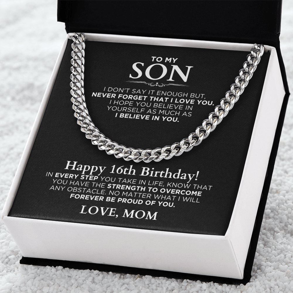 Cuban Link Chain Necklace - 16th Birthday Gift To My Son