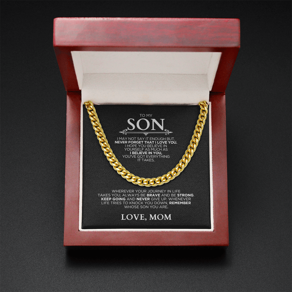 Cuban Link Chain - Gift To My Son - Never Give Up