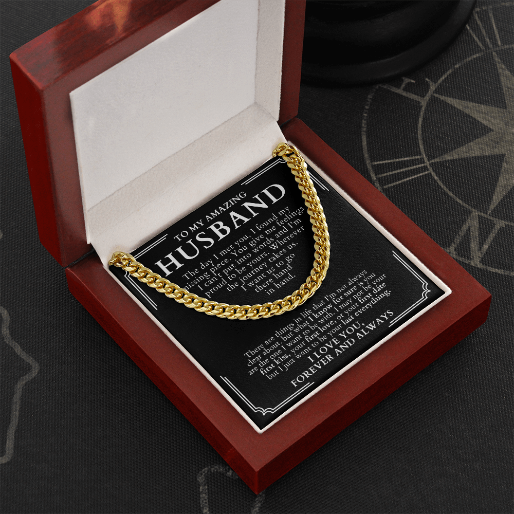 Husband Cuban Chain Necklace + Message