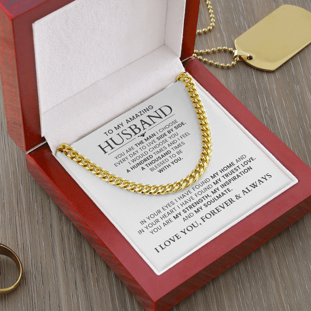 To My Husband - Cuban Chain Necklace + Message