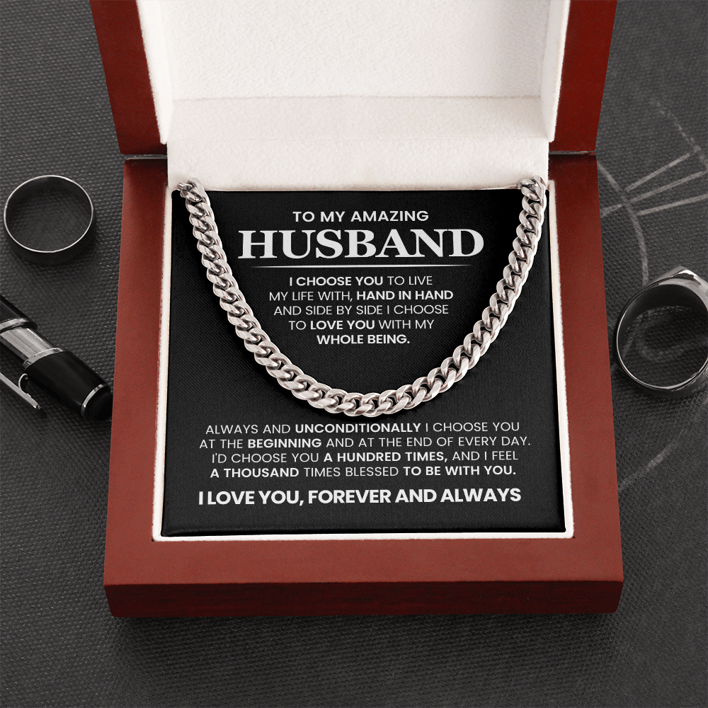 Cuban Chain Necklace + Message - To My Husband