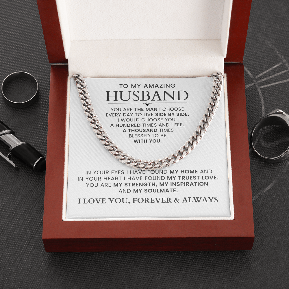 To My Husband - Cuban Chain Necklace + Message