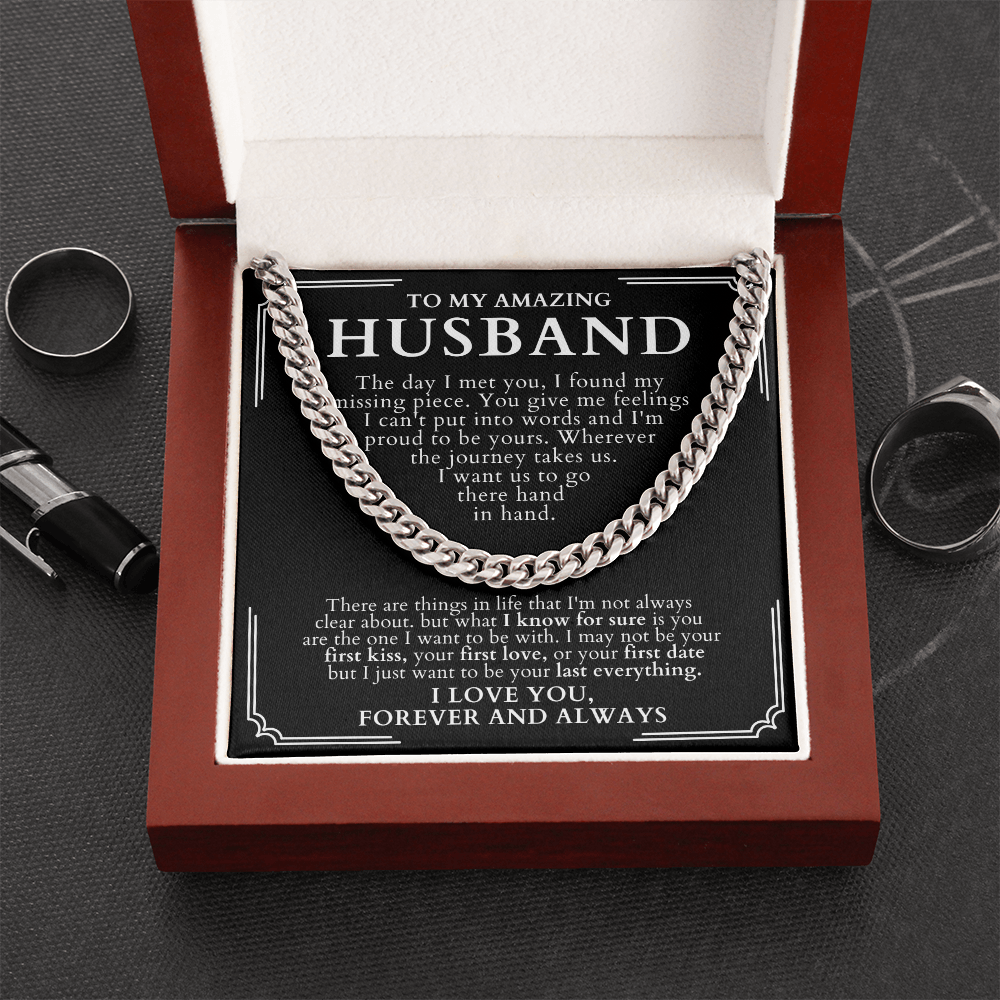 Husband Cuban Chain Necklace + Message