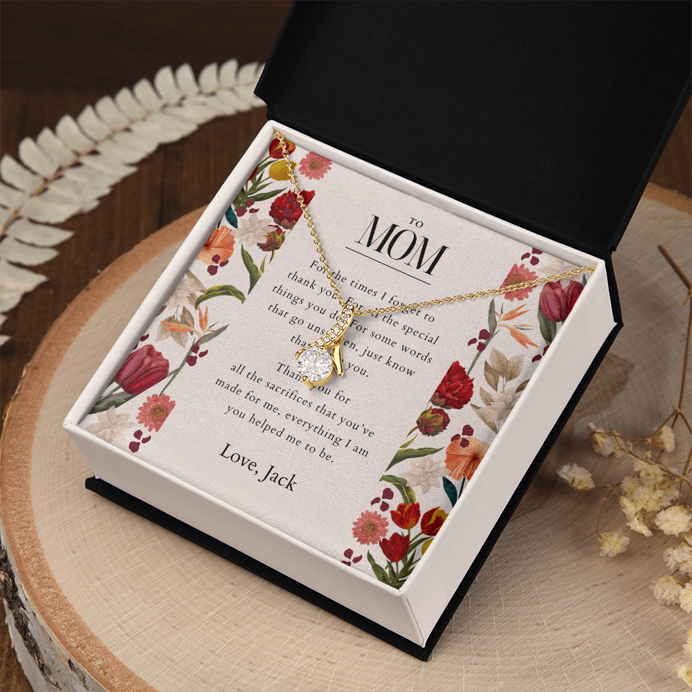 Mom Necklace + Message Card - Sacrifices