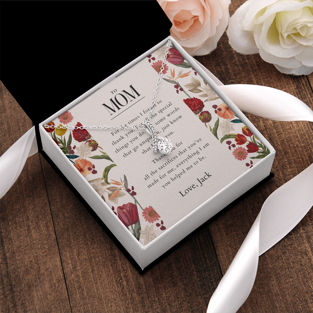 Mom Necklace + Message Card - Sacrifices