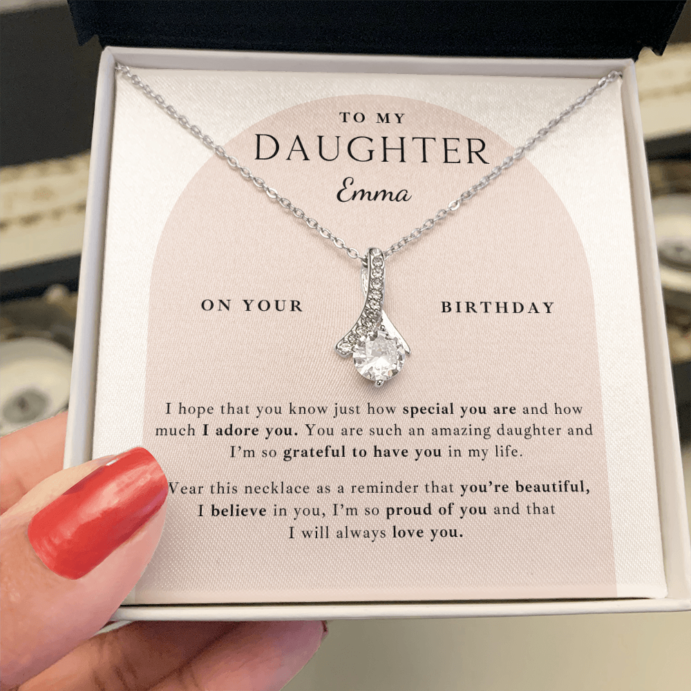 Daughter Birthday Necklace + Message Card