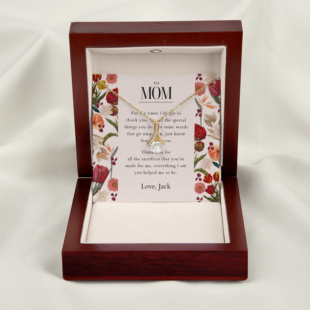 Mom Necklace + Message Card - Sacrifices