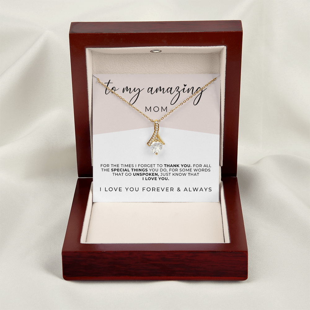 gold cubic zirconia necklace with message card gift set for mom