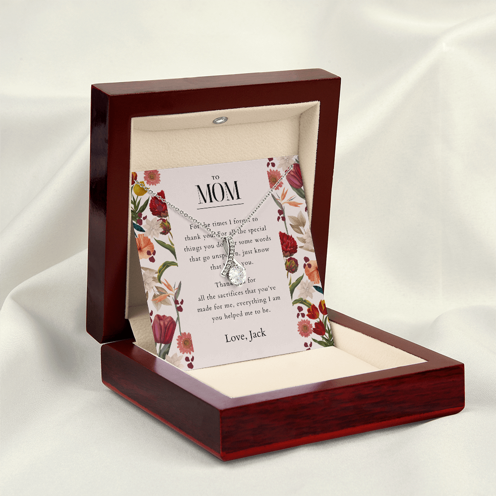 Mom Necklace + Message Card - Sacrifices