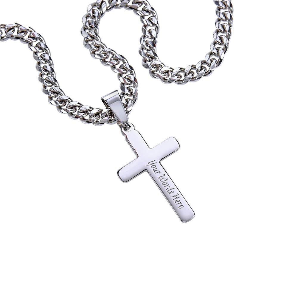 Engraved Cross Necklace - Gift For Him