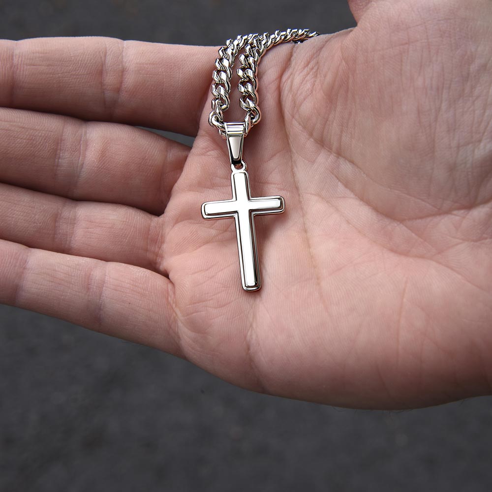 Engraved Cross Necklace - Gift For Him