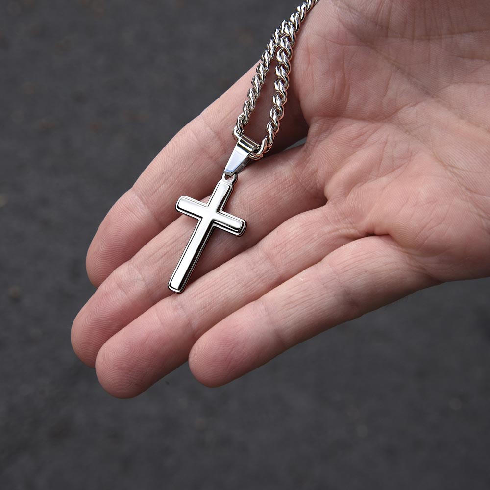 Engraved Cross Necklace - Birthday Gift To My Son